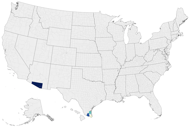White-throated Thrush county map