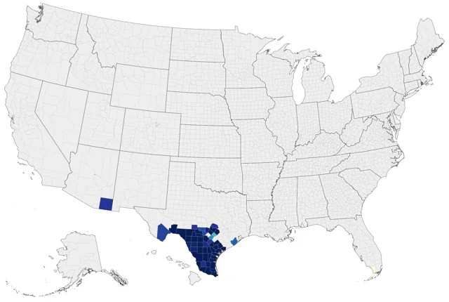 White-tipped Dove county map