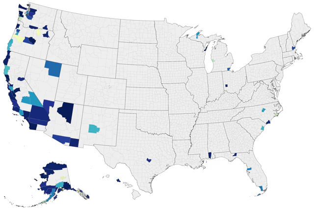 White Wagtail county map