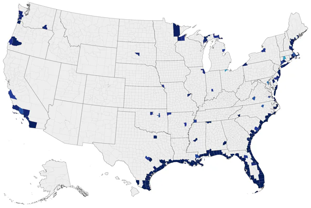 Wilson's Plover county map