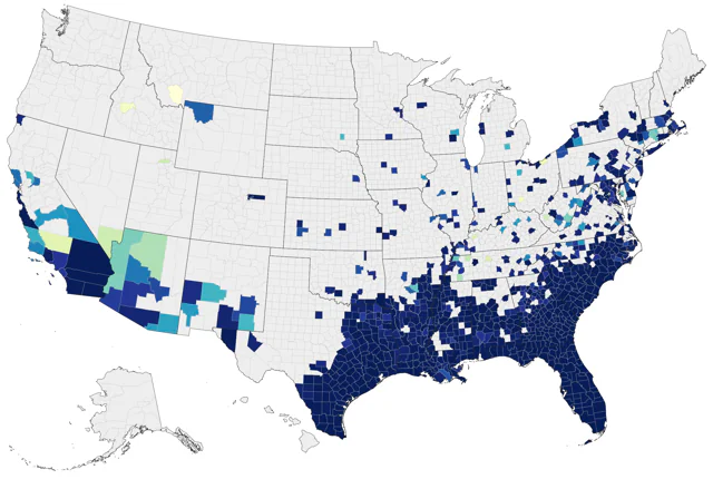 Wood Stork county map