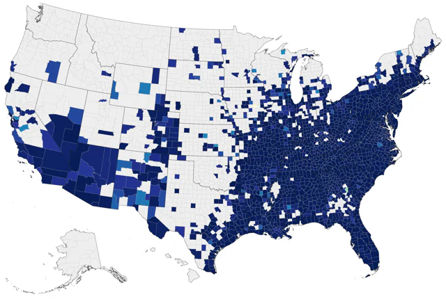Worm-eating Warbler county map