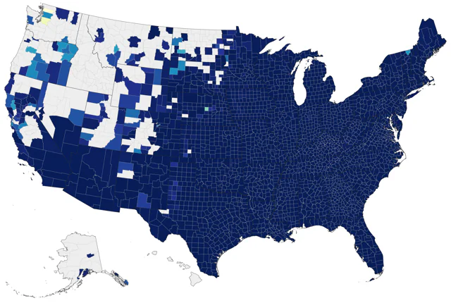 Yellow-billed Cuckoo county map