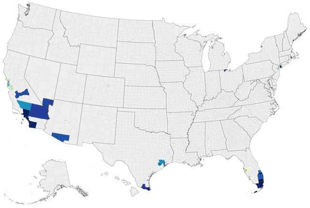 Yellow-chevroned Parakeet county map