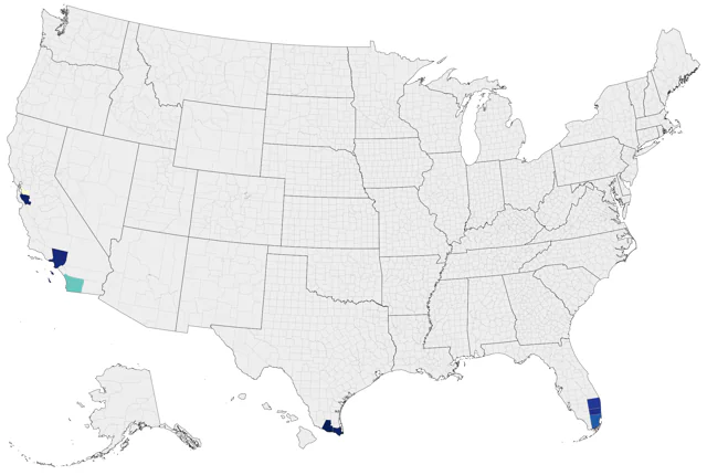 Yellow-crowned Amazon county map