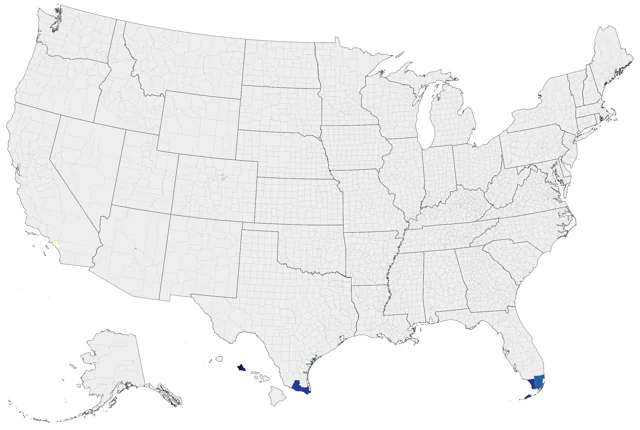 Yellow-faced Grassquit county map