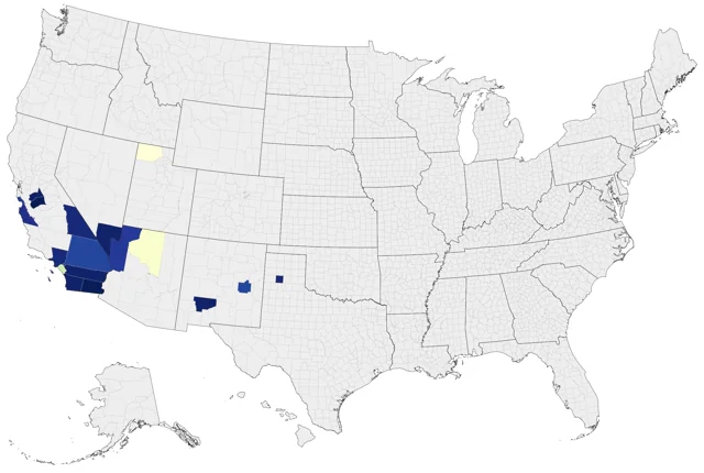 Yellow-footed Gull county map