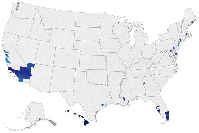 Yellow-fronted Canary county map