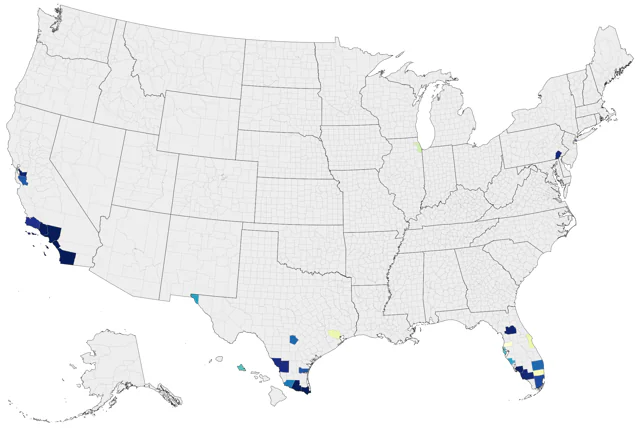 Yellow-headed Amazon county map