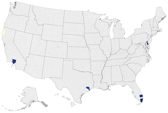 Yellow-headed Caracara county map