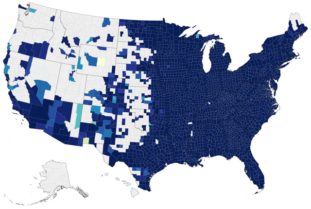 Yellow-throated Vireo county map