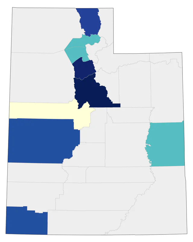 Black-throated Blue Warbler county map
