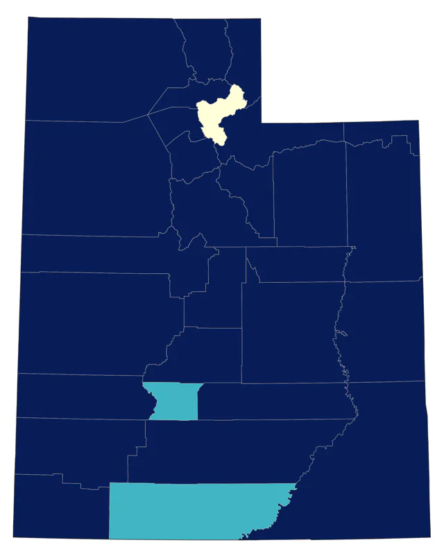 Blue-winged Teal county map