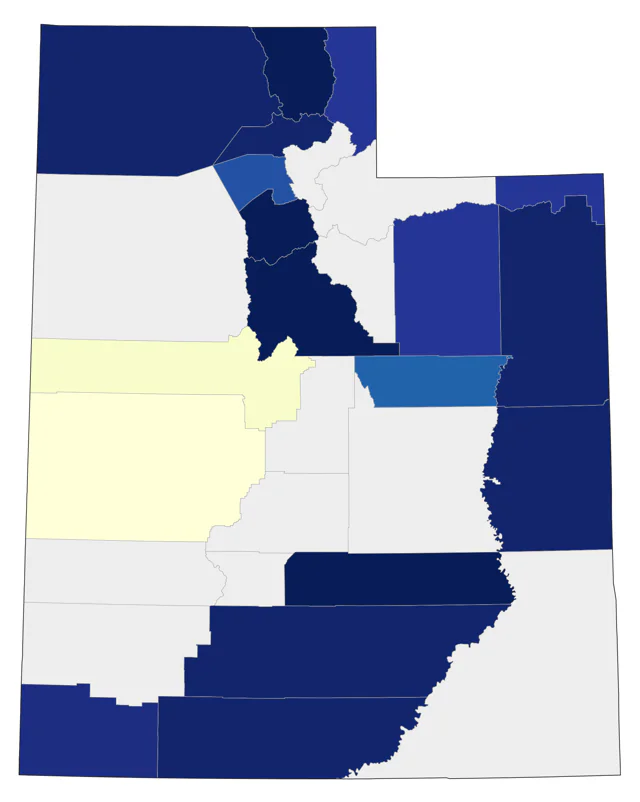 Northern Parula county map