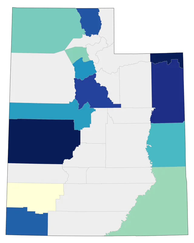 Yellow-billed Cuckoo county map