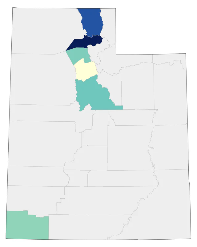 Yellow-throated Warbler county map