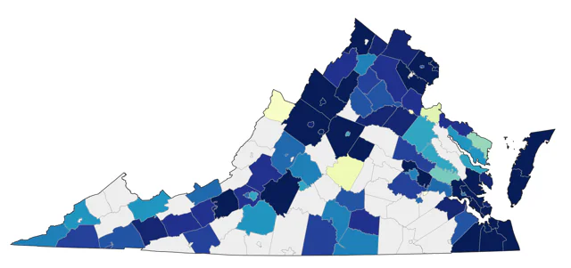 Black-crowned Night Heron county map