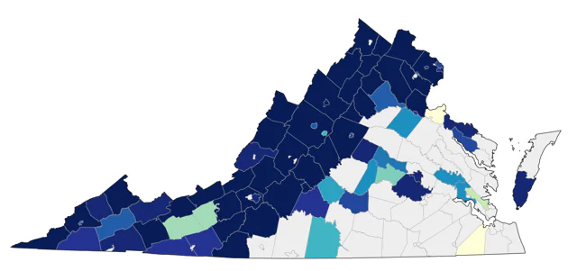 Cerulean Warbler county map