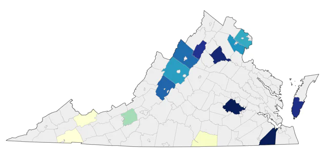 Harris's Sparrow county map