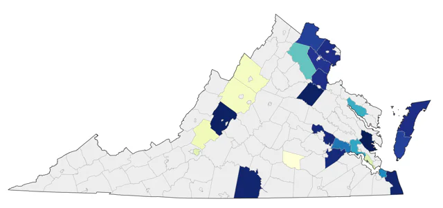 LeConte's Sparrow county map