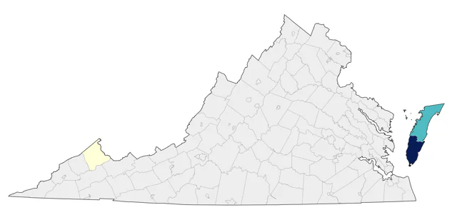 Long-billed Curlew county map
