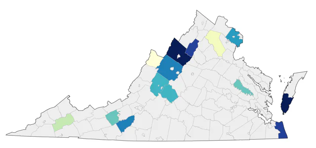 Say's Phoebe county map