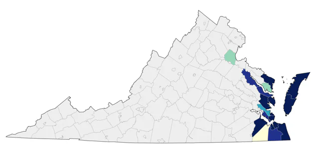 Seaside Sparrow county map
