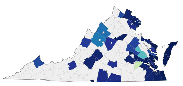 Tricolored Heron county map