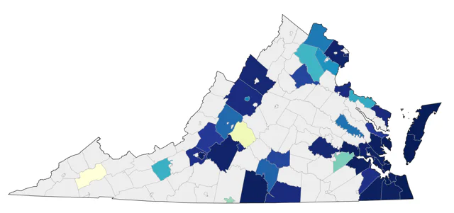 Western Sandpiper county map