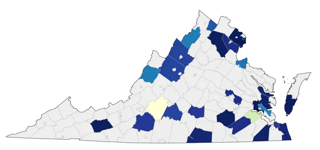 Wood Stork county map