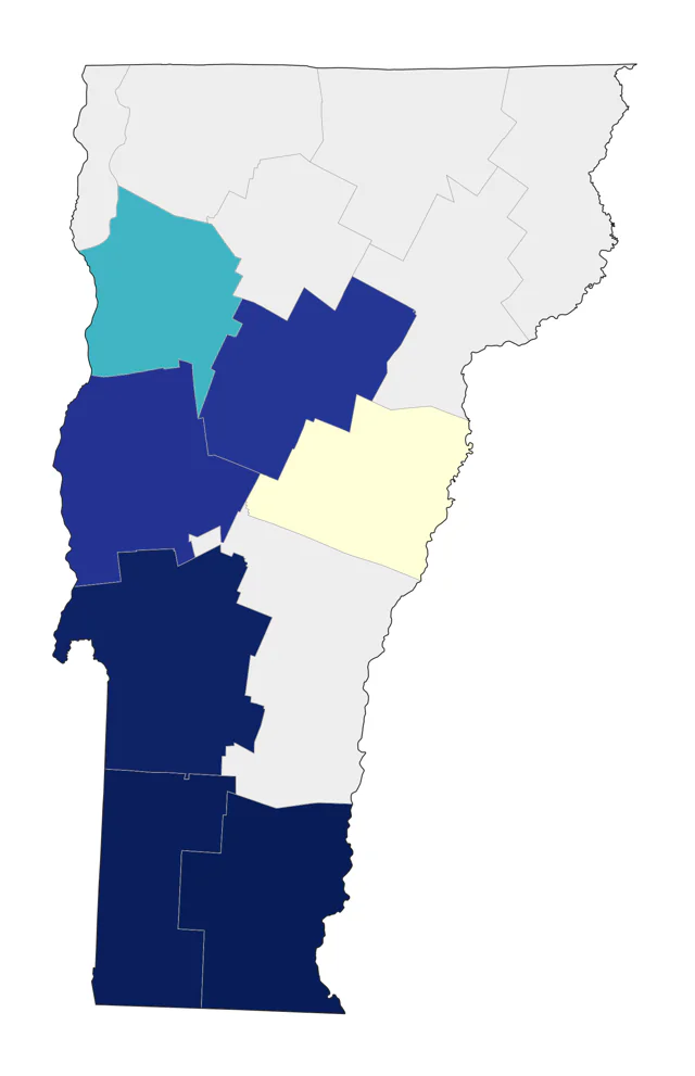 Acadian Flycatcher county map