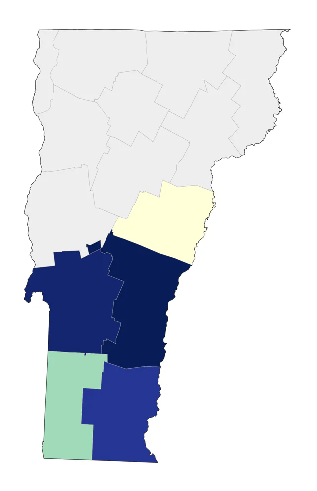 Blue Grosbeak county map