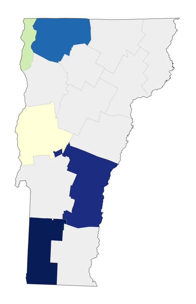European Goldfinch county map
