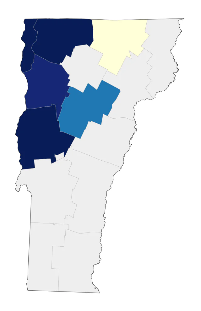 Long-billed Dowitcher county map