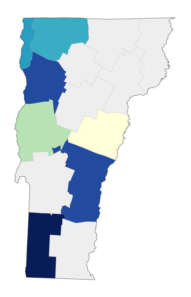 Northern Wheatear county map