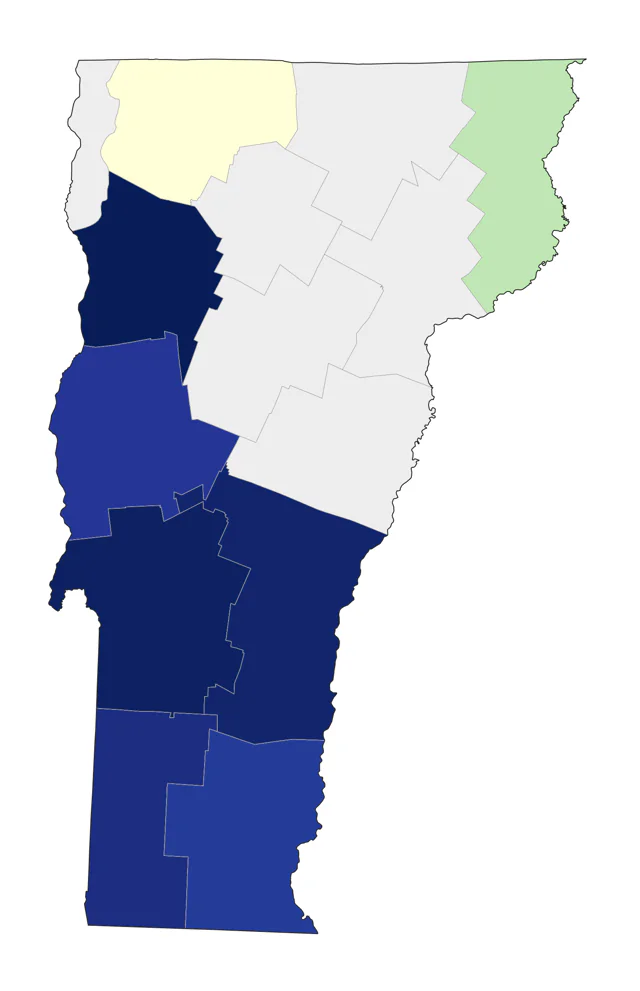 White-eyed Vireo county map