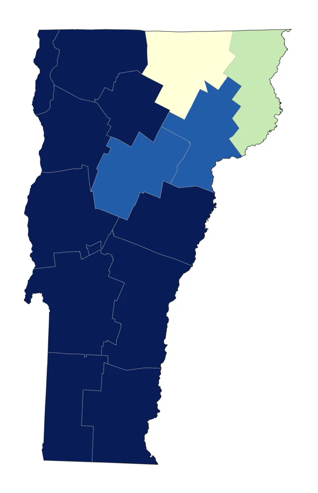 Yellow-throated Vireo county map