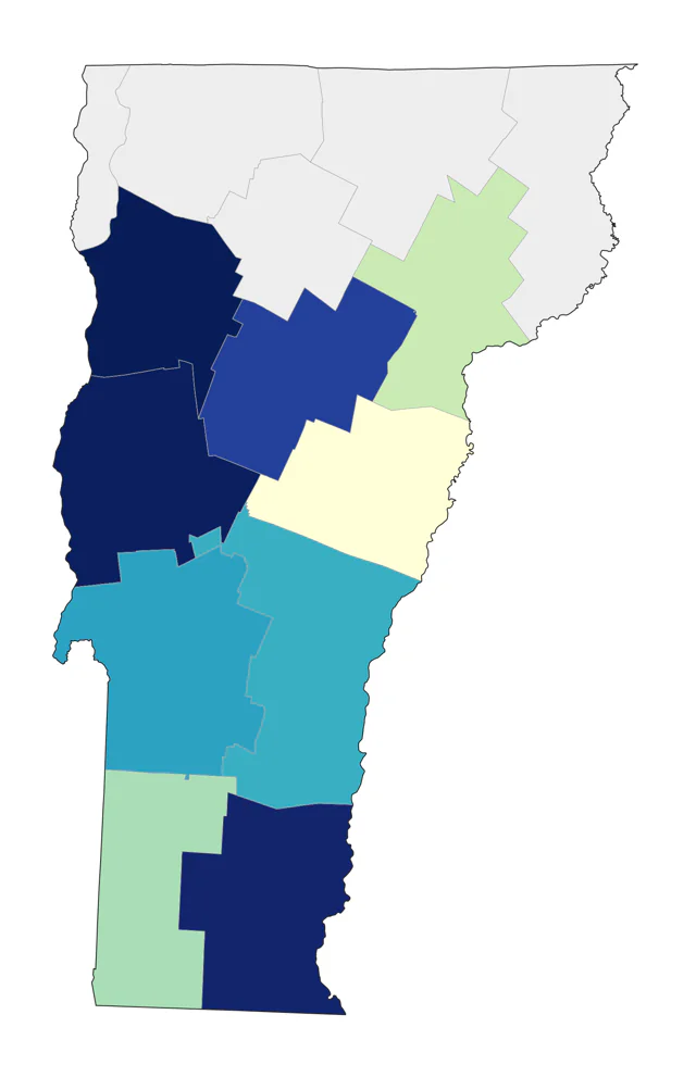 Yellow-throated Warbler county map