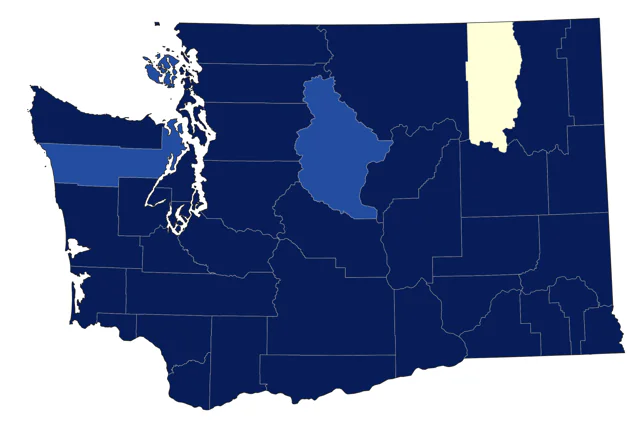 American White Pelican county map