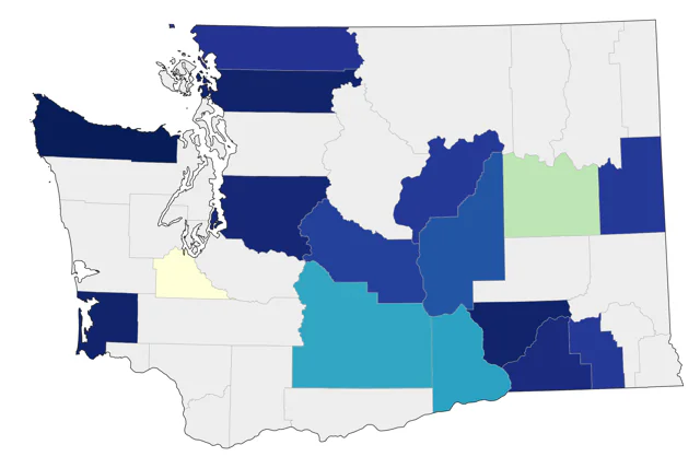 Common Grackle county map