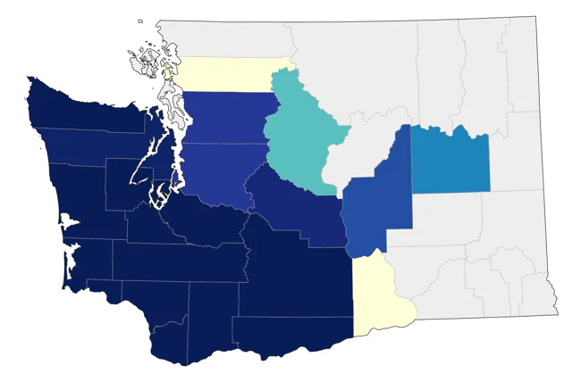 Hermit Warbler county map