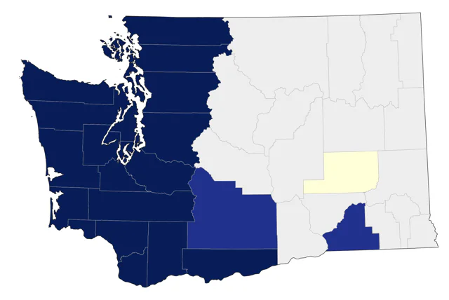 Hutton's Vireo county map