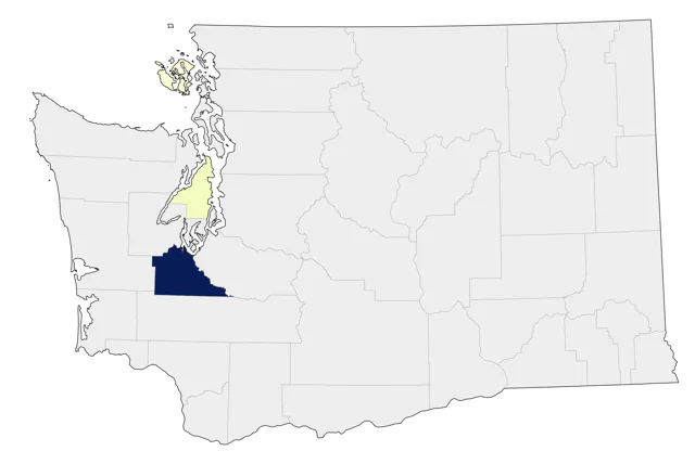 Lawrence's Goldfinch county map