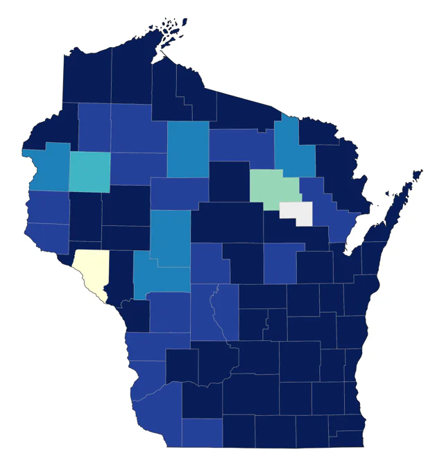 American Pipit county map
