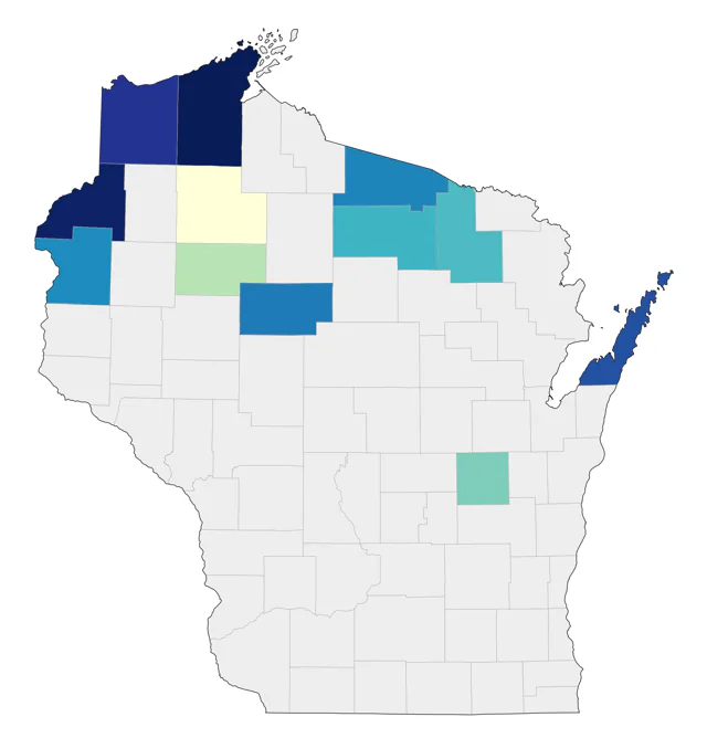 American Three-toed Woodpecker county map