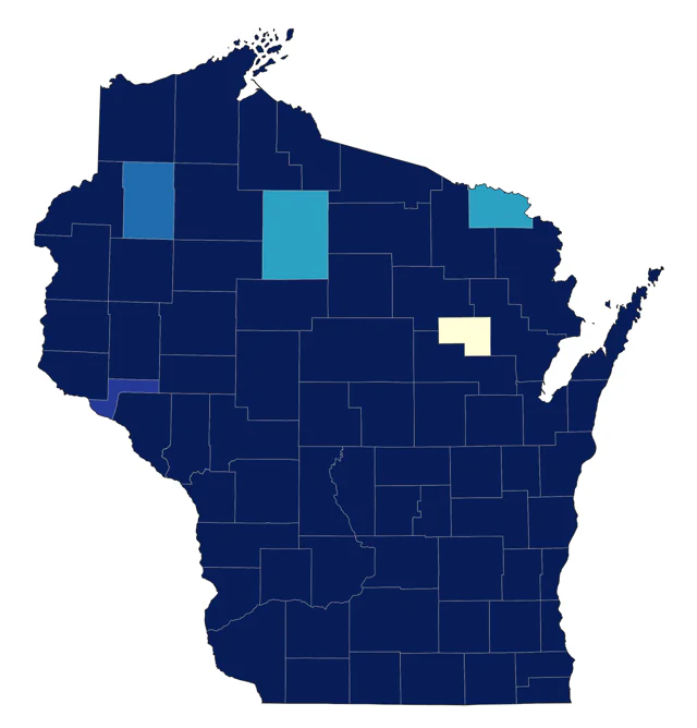American Wigeon county map