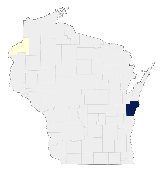 Baird's Sparrow county map