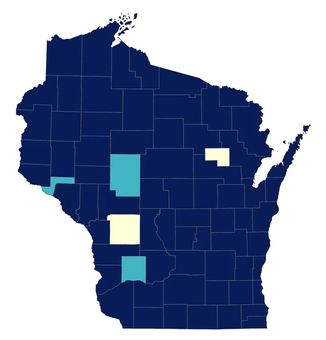 Bay-breasted Warbler county map