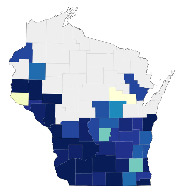 Bell's Vireo county map