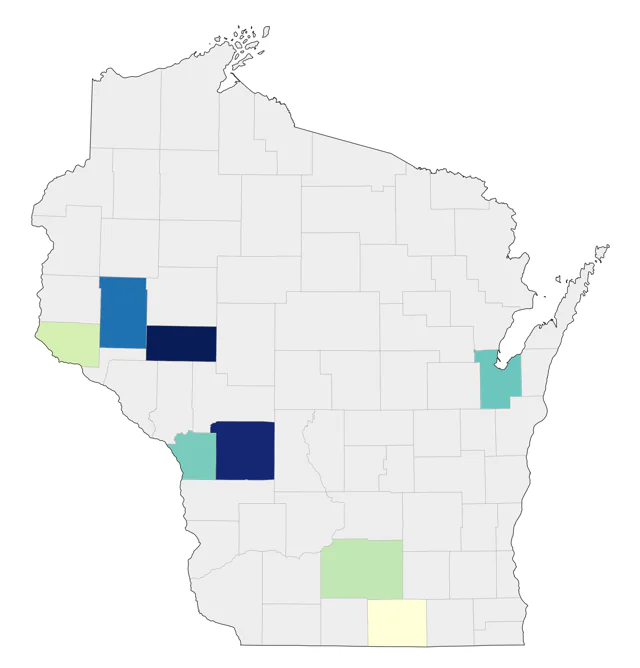 Bewick's Wren county map